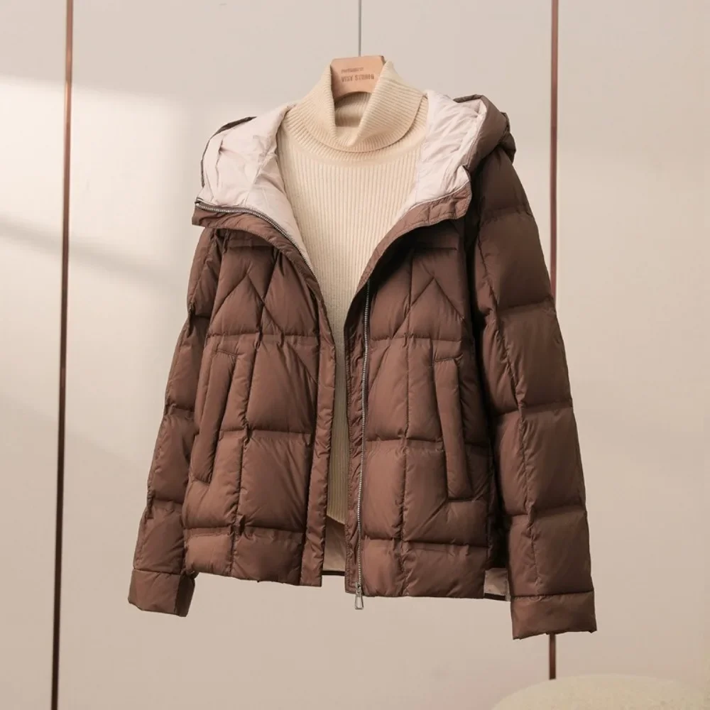 Lightweight Puffer Jacket Women 2024 New Autumn Winter Long Sleeve Single Breasted Duck Down Coat Female Parkas Fashion Casual