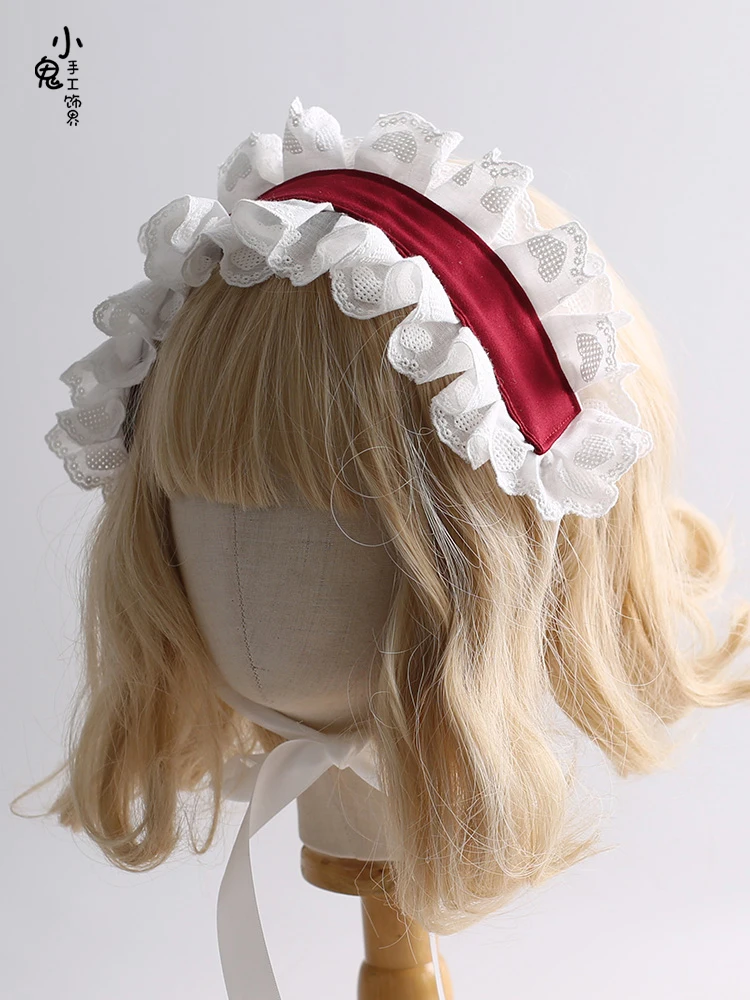 Boneca japonesa empregada cocar para meninas, Headband, macio, doce, bonito, lo, acessórios de cabelo