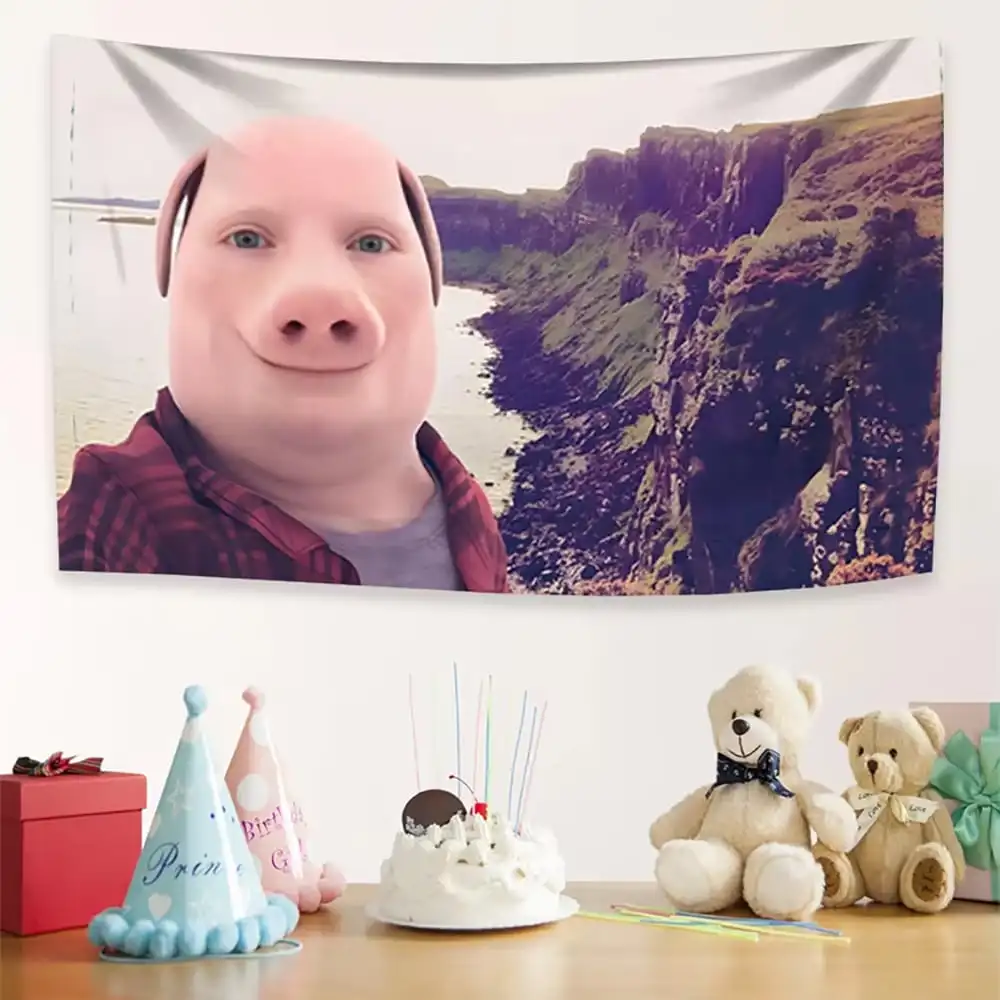 John Pork Smiling Throw A Person Wearing Flag Classic Music Bedroom Decoration Wall Hanging Tapestry Room Decor