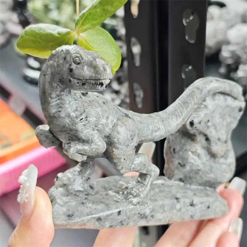 Natural Yooperlite Dinosaur Tyrannosaurus Quartz Carving Energy Stone Crafts Small Decoration Home Decor Holiday Gift 1pcs