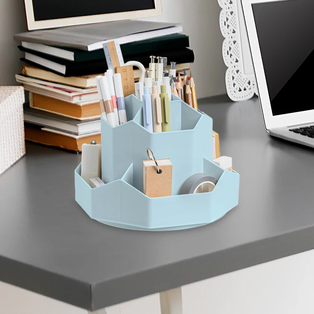 Desktop Stationery Organizer 9 Slots Pen Storage Holder 360 Degree Rotating Stationery Storage Box for Stationery Supplies