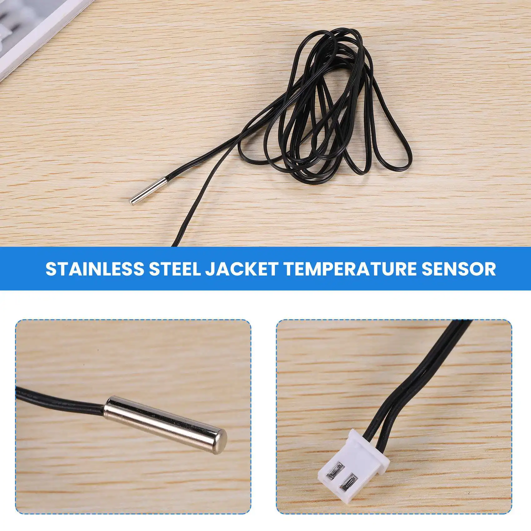 2 m NTC thermistor temperature sensor waterproof probe wire 10 K 1% 3950 black HOT