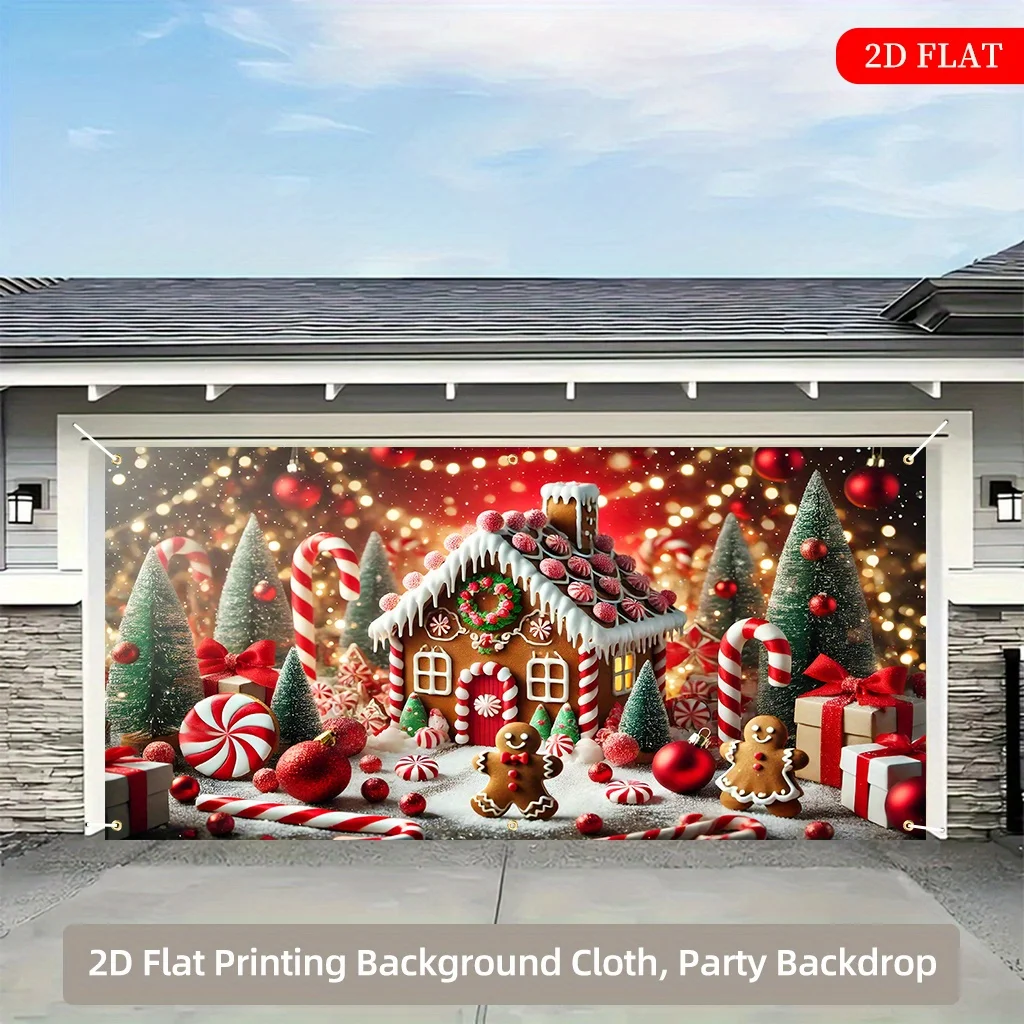 1 Stück supergroßer Lebkuchenhaus-Hintergrund – Partydekoration, Weihnachten, Hochzeit, Geburtstag im Innen- und Außenbereich