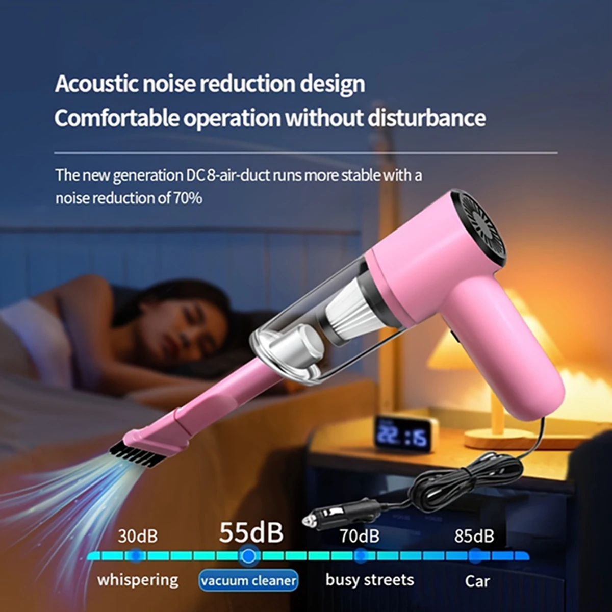 Pink Car Vacuum Cleaner 3100Pa Super Suction Super High Power Wet And Dry Cleaning Cat Hair Pet Hair Portable Mini-handheld