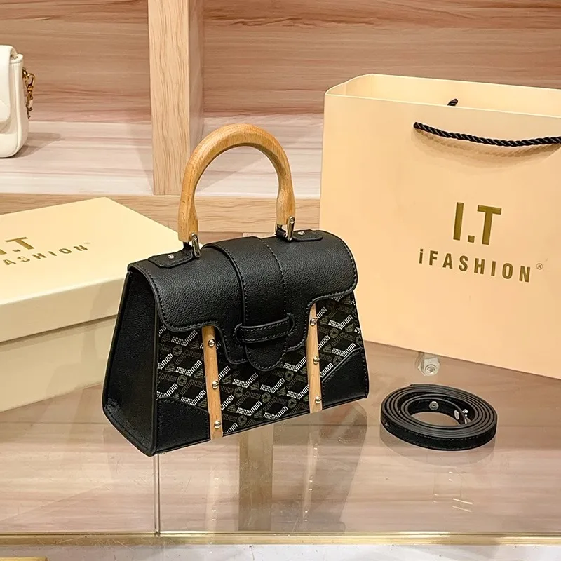 Luxury Brand Retro Vintage Dog Tooth Saigon Handbag with High Texture Fashionable and Casual Diagonal Cross Small Square Bag