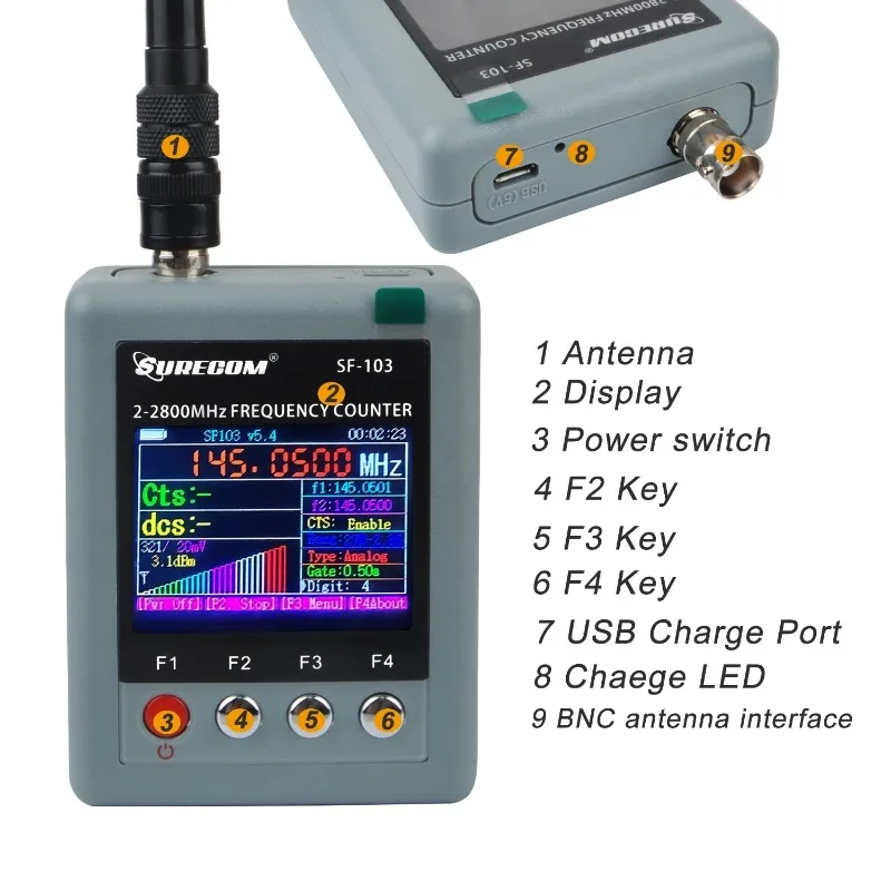 New SURECOM SF-103 2MHz-2800MHz CTCSS/DCS Portable SF103 Frequency For DMR & Analog Handheld Transceiver Two Way Radio Frequency