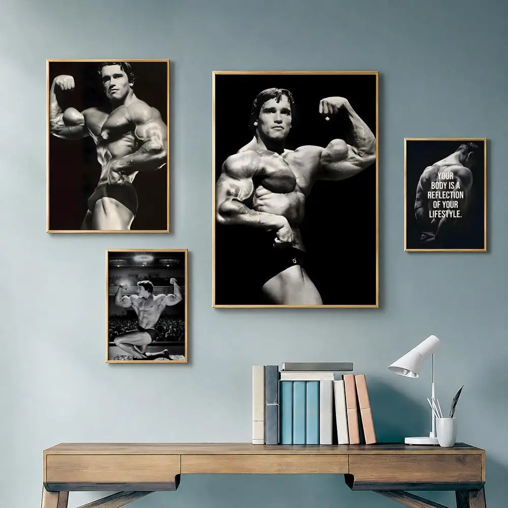 Famous Actor Arnold Schwarzenegger Poster Vintage Retro Anime Poster Stickers Peel and Stick Wall Art Home Decor