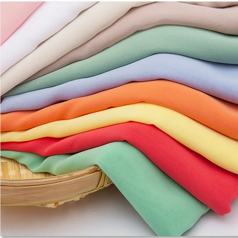 Solid Chiffon Fabric Drape High Density  By The Half Meter 100D Georgette Polyester Lining For Dress DIY Crafts Sewing