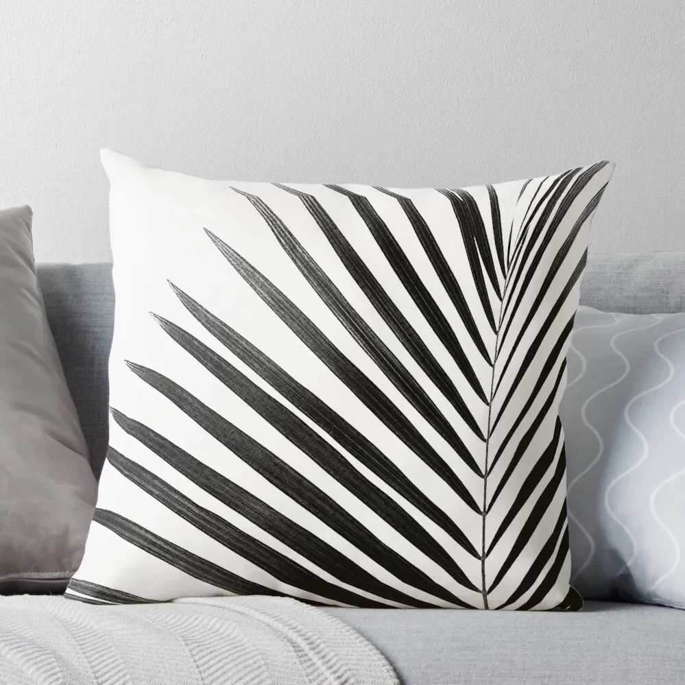 

Черно-белая декоративная подушка с рисунком пальмового листа, осенняя наволочка в стиле аниме