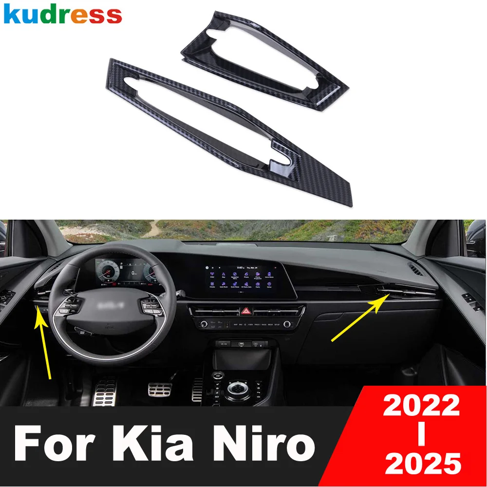 

Car Front Side Air Condition Vent Outlet Cover Trim For Kia Niro 2022 2023 2024 2025 Carbon Fiber Interior Mouldings Accessories