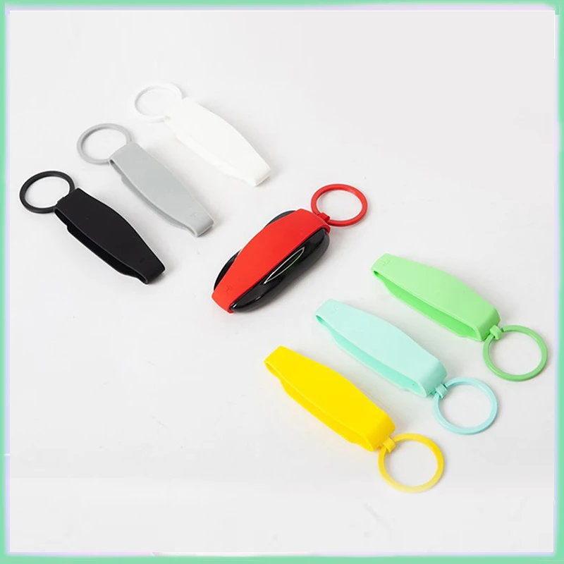 

For Tesla Model 3 S X Y Car Key Fob Chain Ring Cover Protector Durable Silicone Bikini Keyring Keychain 2016-2022 Auto Key Cover