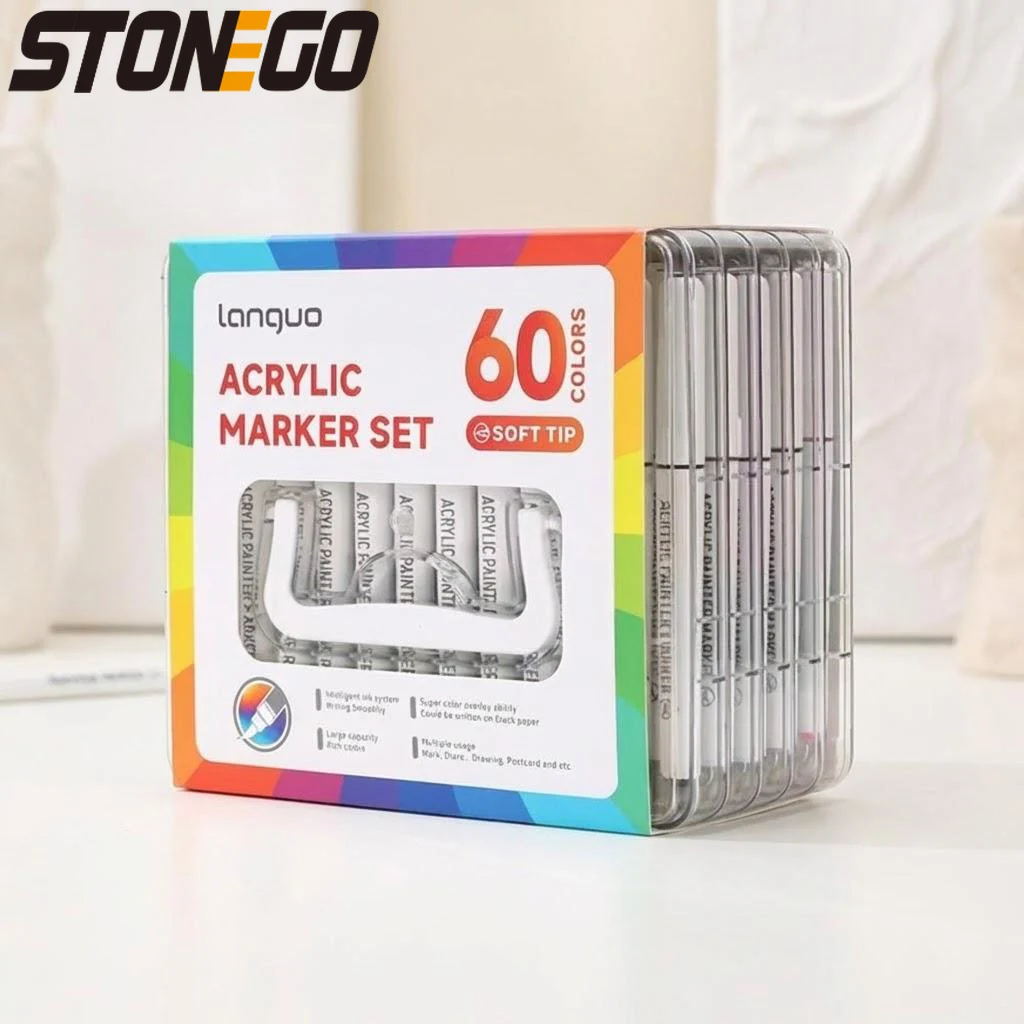 

Маркеры с мягким наконечником-кистью, быстросохнущие, не оставляющие следов, для рисования на камне, дереве, керамике, ткани. Художественные принадлежности. 24, 36, 48, 60 цветов.