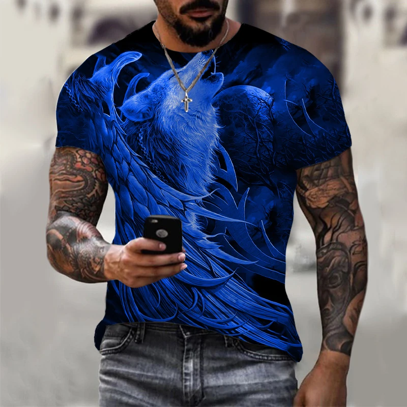 3D printe Animal Wolf face man \'s T- Tshirt New loose lion casual majestic summer fashion shirt Harajuku oversized t shirt