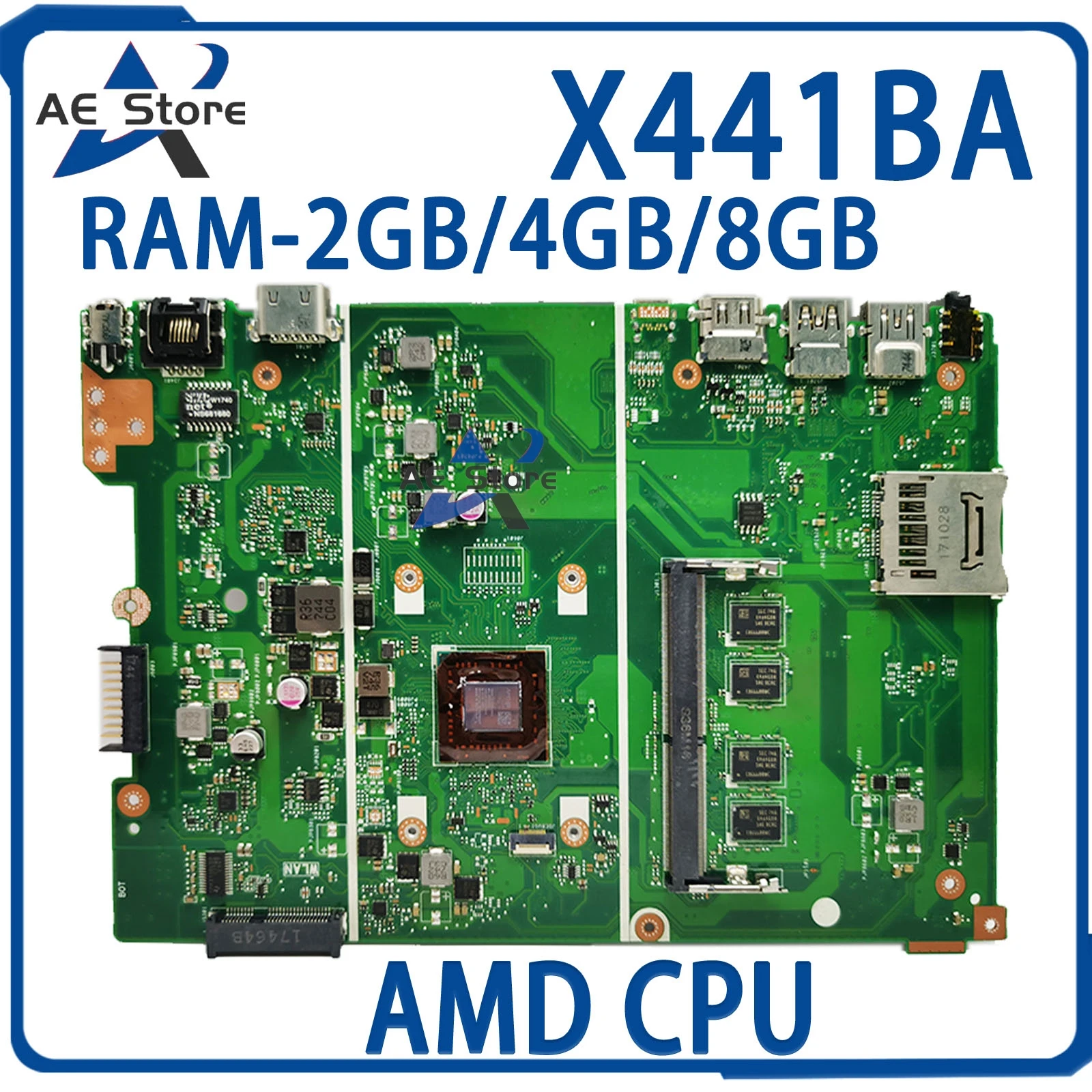 Материнская плата X441B для ASUS X441BA A441B K441B F441B, материнская плата для ноутбука A6 A9 2G/4G/8G-RAM