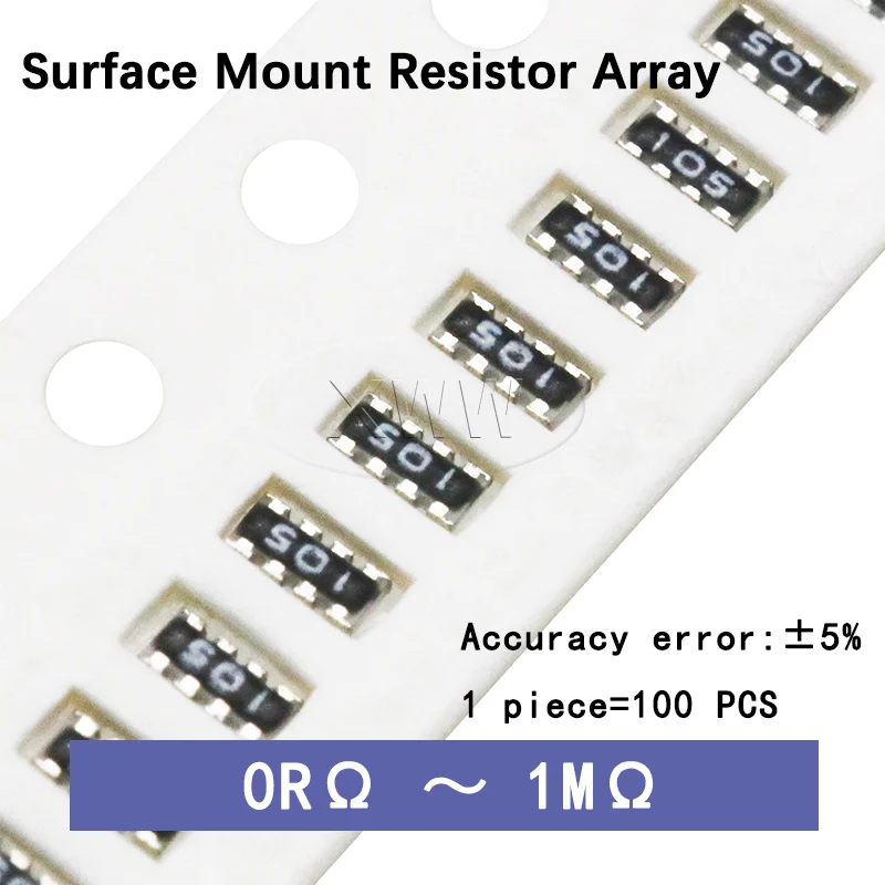0402*4 SMD Resistor Network 0R 1R 10R 100R 1K 2.2K 4.7K 10K 22K 33K 47K 100K 470K 1M Chip Array Resistor