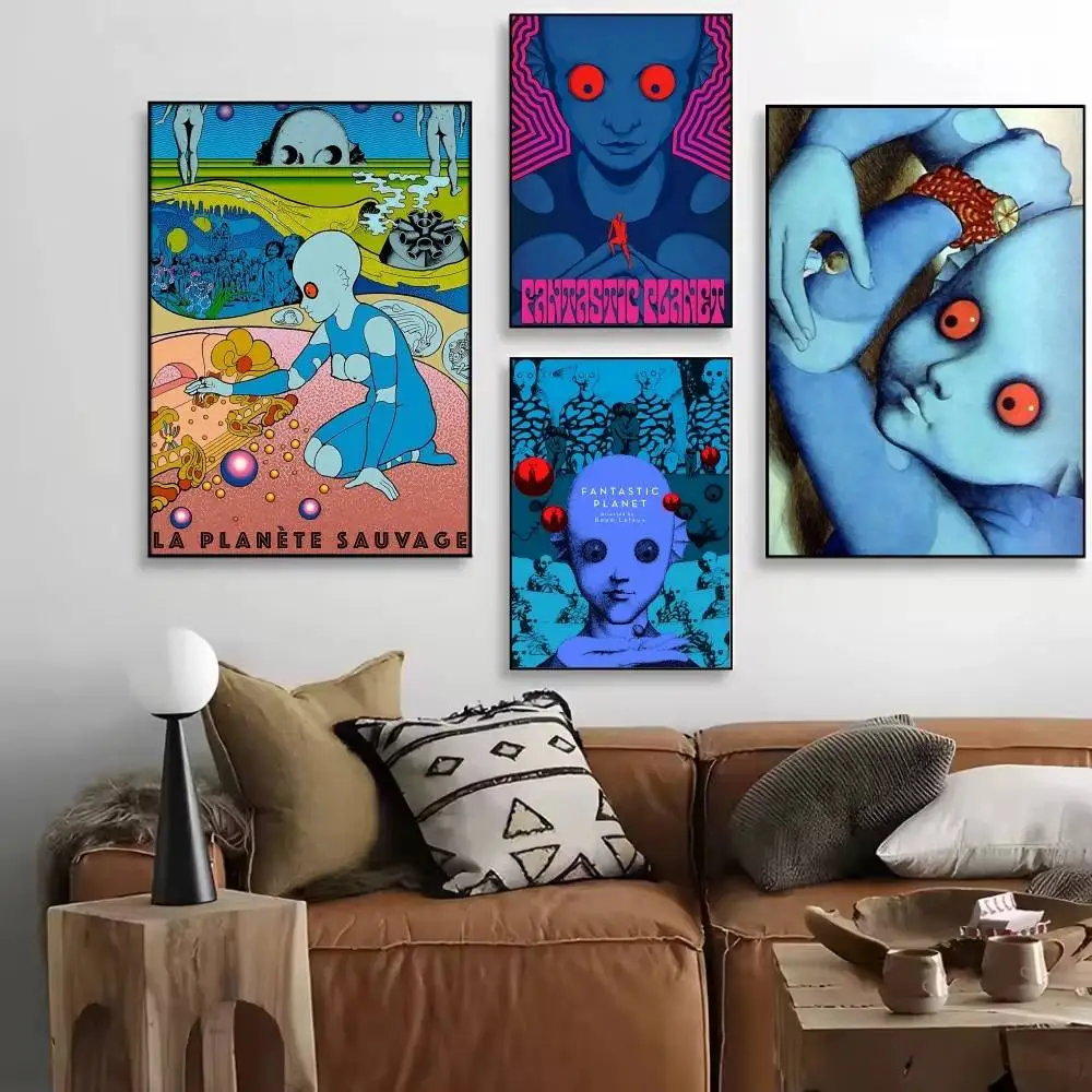 Vintage 70s F-Fantastic Planet French Sci-fi Movie Posters High Quality Self-adhesive Wall Art Decorations Color Prints Sticky