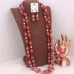 Dudo 38 Inches Long Design Nature Coral Beads Jewelry Set For African Weddings