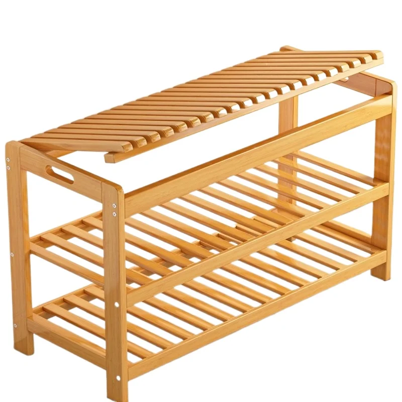 Bamboo Home Shoe Bench Entryway Long Storage Rack Space-Saving Hallway Seating Organizer
