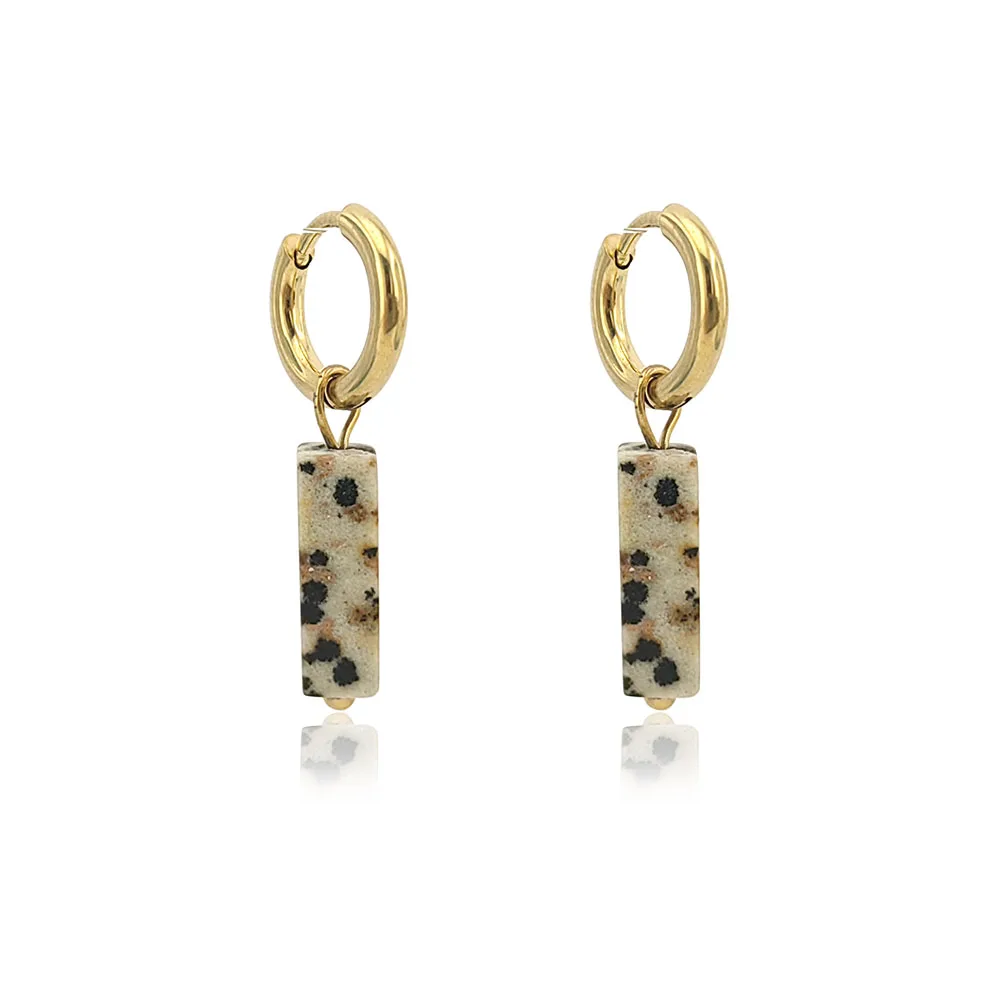 HUIDANG Earrings With Stones Boucles D'oreilles Square Natural Stones Small Hoops Earrings Woman New Trend 2025