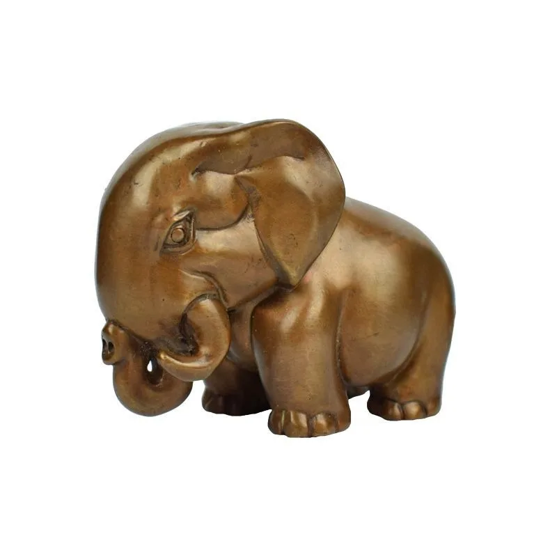 Copper Solid Rhino Elephant Hippo African Three Treasures Paperweight Wenwan