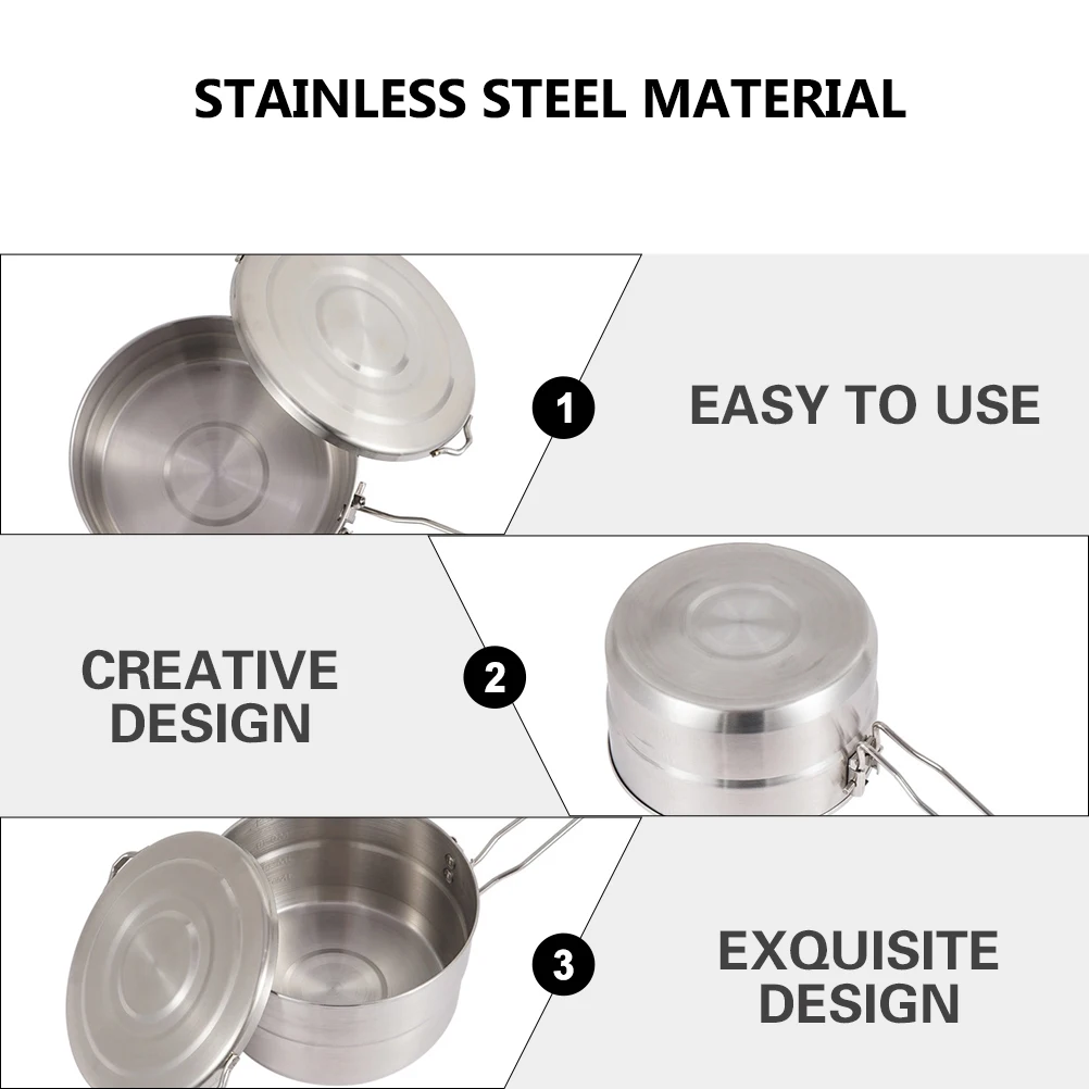 

Stainless Steel Foldable Portable Camping Pot Lightweight Hiking Outdoor Cookware Durable Non-Stick Mountaineering Cooking Pot