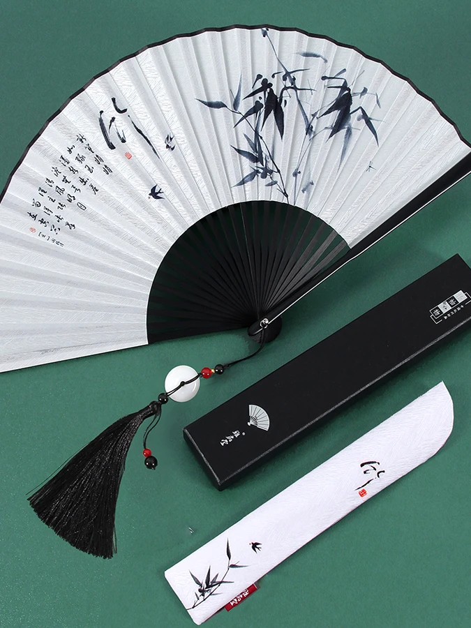 

Элитный 8-дюймовый бамбуковый веер в традиционном китайском стиле, портативный складной веер для мужчин и женщин, летний охлаждающий веер