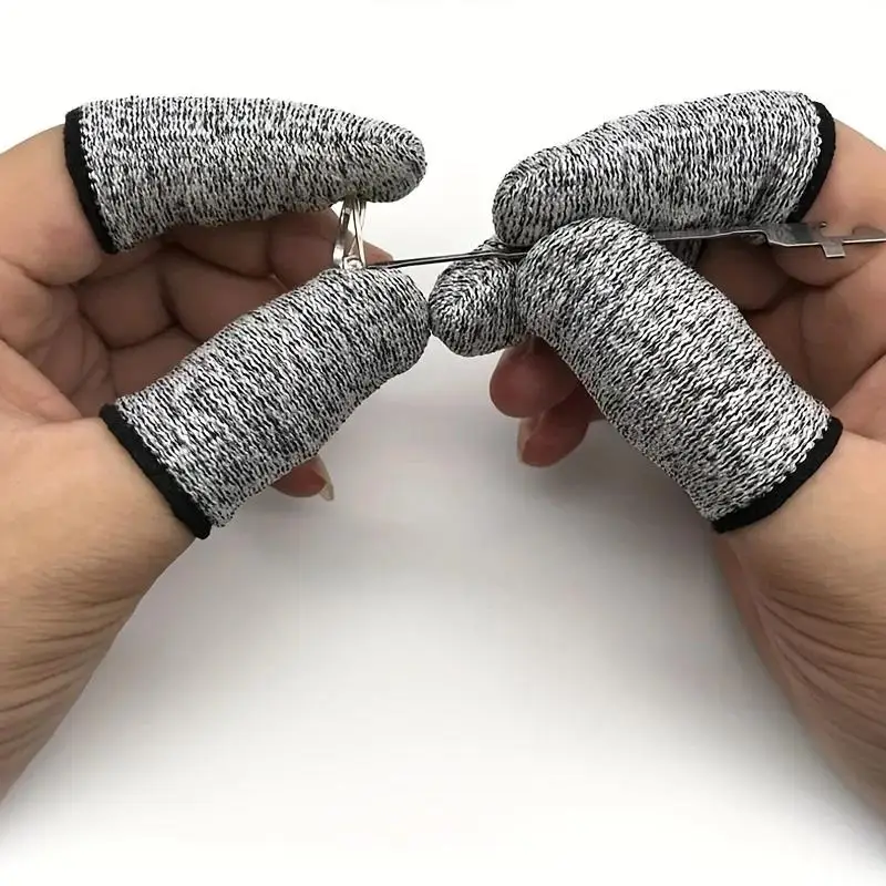 1-5 Pairs Finger Cots Thumb Protector Anti-Cut Gloves For Kitchen Outdoor Work Tools 5-Level High Performance Anti Cutting Fiber