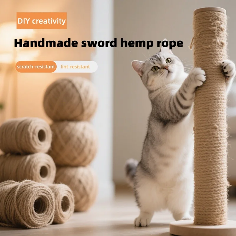 Natural Sisal Rope for Cat Tree Replacement DIY Cat Scratching Post Rope Furniture Protector Desk Leg Binding Claw Sharpener