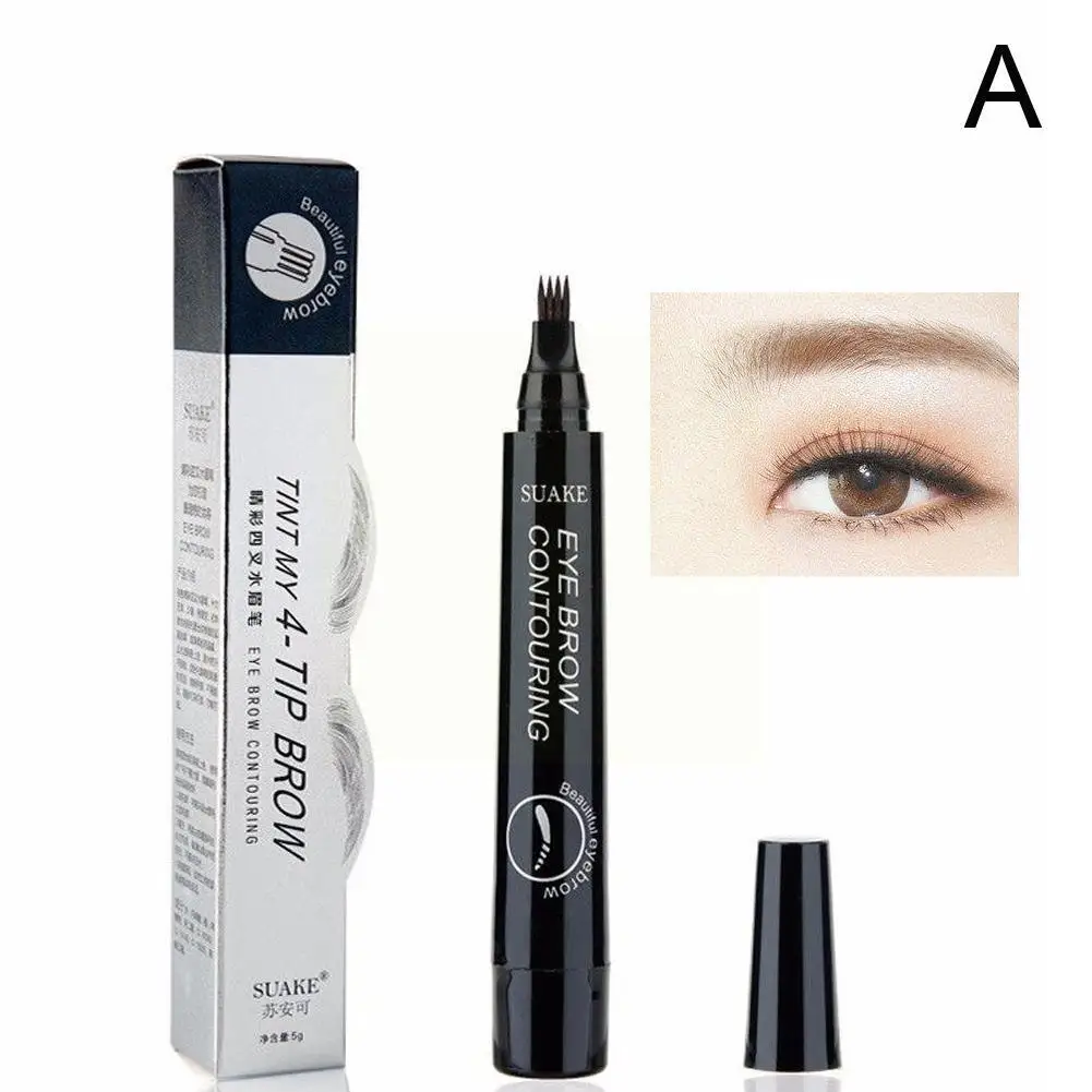 4 Points Eyebrow Tattoo Pen 4 Colors Waterproof Long Brow Pencil Lasting Enhancer Microblade Natural Liquid Eye Pencil Eyeb E3m1