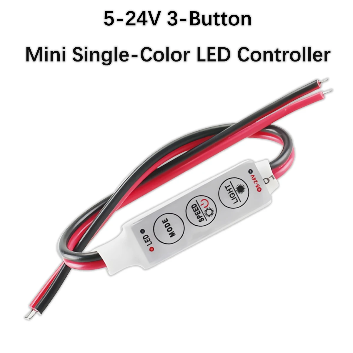 

Heavy-Duty Single-Color LED Controller - 3-Button Dimmer for 5050 Strips with Dynamic Effects