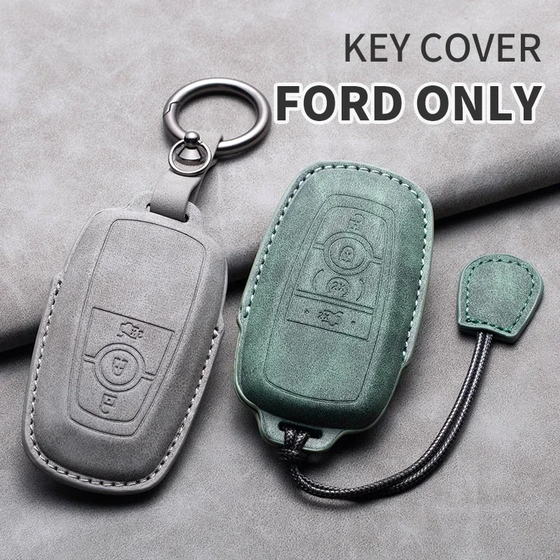 

Leather High-quality Car Key Case Cover For Ford Fusion Explorer Mustang F150 F250 F350 F450 Escape Edge 2015 2016 2017 2018