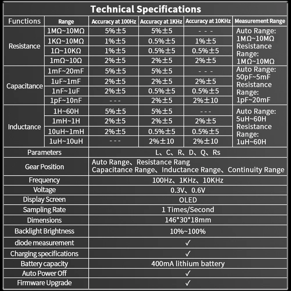 ZOYI ZT-MD1 Mini Digital Tweezer LCR SMD ESR Tester Resistance Capacitance Inductance Continuity Diode Test Measurement Tools