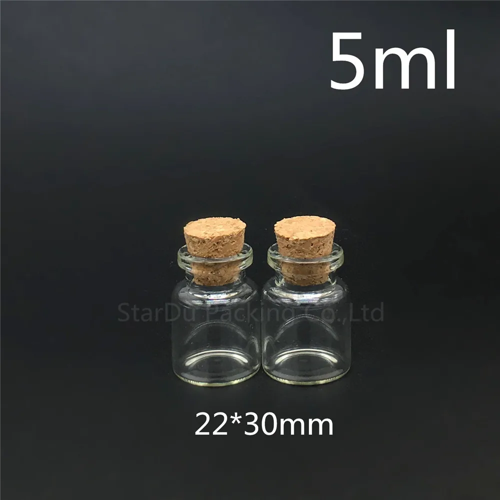 500pcs 5ml Small Cute Mini Cork Stopper Glass Bottles Vials Jars Containers 5cc Small Wishing Bottle With Cork