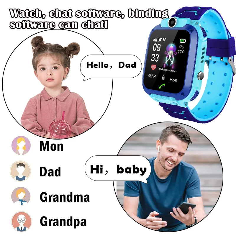 Q12B Kids Smart Watch with SOS Call Health Monitor Bluetooth & Video Call Features Perfect Gift for Boys & Girls