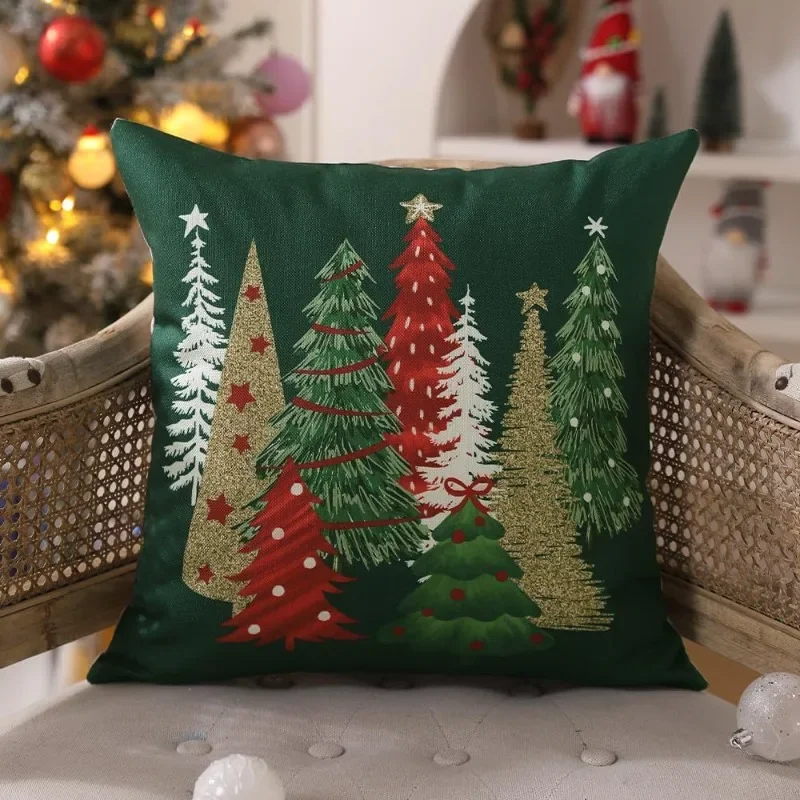 2025 New Red Checkered Christmas Cushion Cover Bedroom Living Room Decoration Pillow Cover Two-piece Set Simple and Versatile