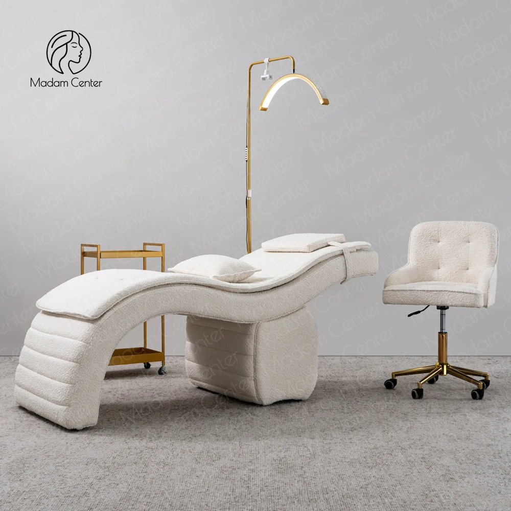Madamcenter Modern Design Curved Synthetic Leather Lash Bed Camilla Eyelash Lounger Aesthetic Stretchers Massage Tables & Beds