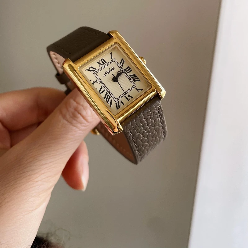 Retro style new fashion luxury women's watch automatic trend waterproof simple student leather quartz watch birthday gift