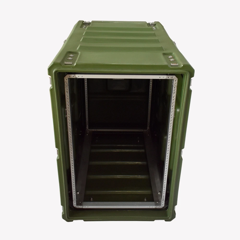 16U Rotomolded Rugged Rack Mount Case, 19inch Shockproof IP65 Portable Equipment Enclosure