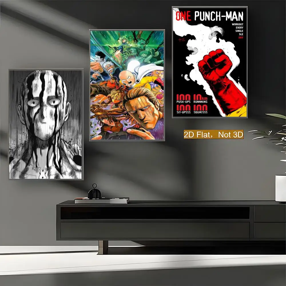 O-One P-Punch Man Anime Poster Premium PP Wall Decal - Peel & Stick, HD Print, Waterproof Home Decor
