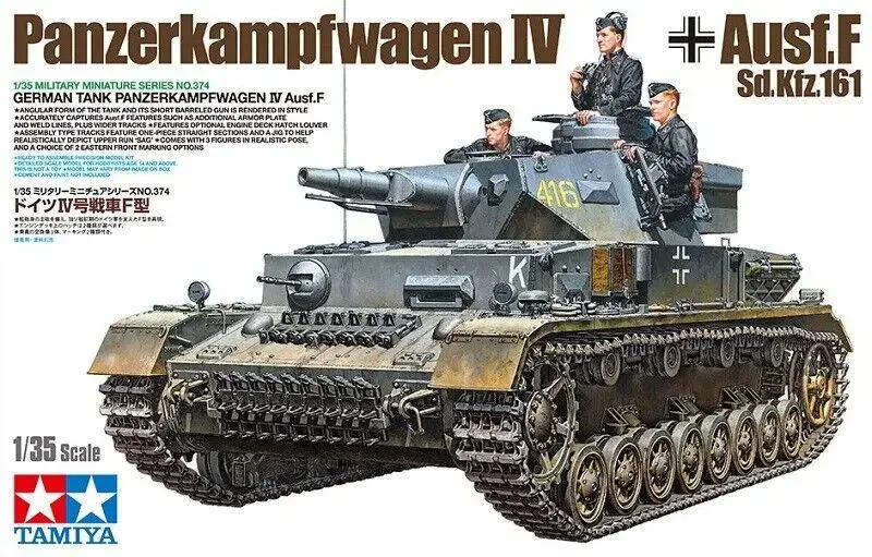 Tamiya 35374 1/35 Scale Model Tank Kit WWII German Panzer IV Ausf.F Sd.Kfz.161 Model Building