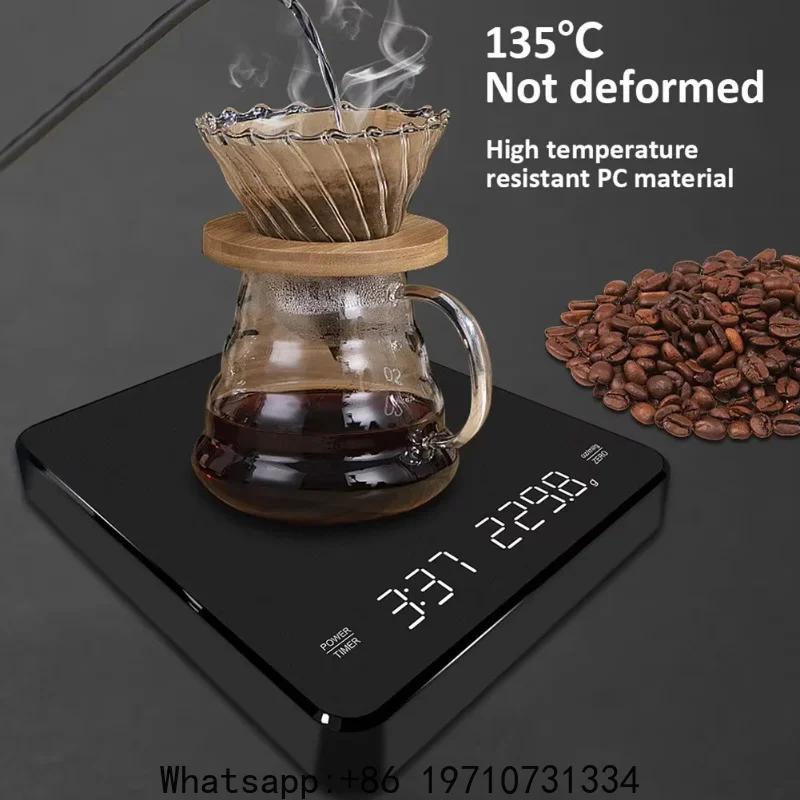 New Digital Espresso Coffee Scale with Timer Pour Over Drip Espresso Scale LCD Display 3kg/0.1g High Precision Auto Power Off