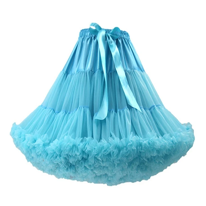 Vrouwen Tutu Rok 3-laags Elastische Taille Knielengte Gezwollen Tule Rok Petticoat Crinoline Prinses Ballet Dans Rockabilly Slip