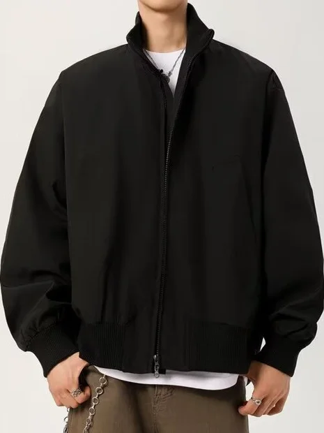 

Американская уличная куртка-бомбер свободного кроя для мужчин, весна-осень, с воротником-стойкой, модная спортивная верхняя одежда