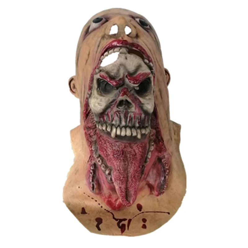 Cannibal Head Horror Mask, Funny Halloween Latex Headgear, Costume Show, Cosplay Party