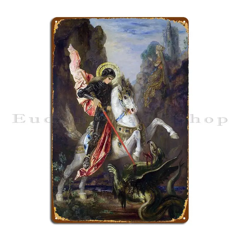 Saint George And The Dragon 1890 Gustave Moreau Metal Plaque Poster Wall Cave Printing Cinema Wall Decor Tin Sign Poster