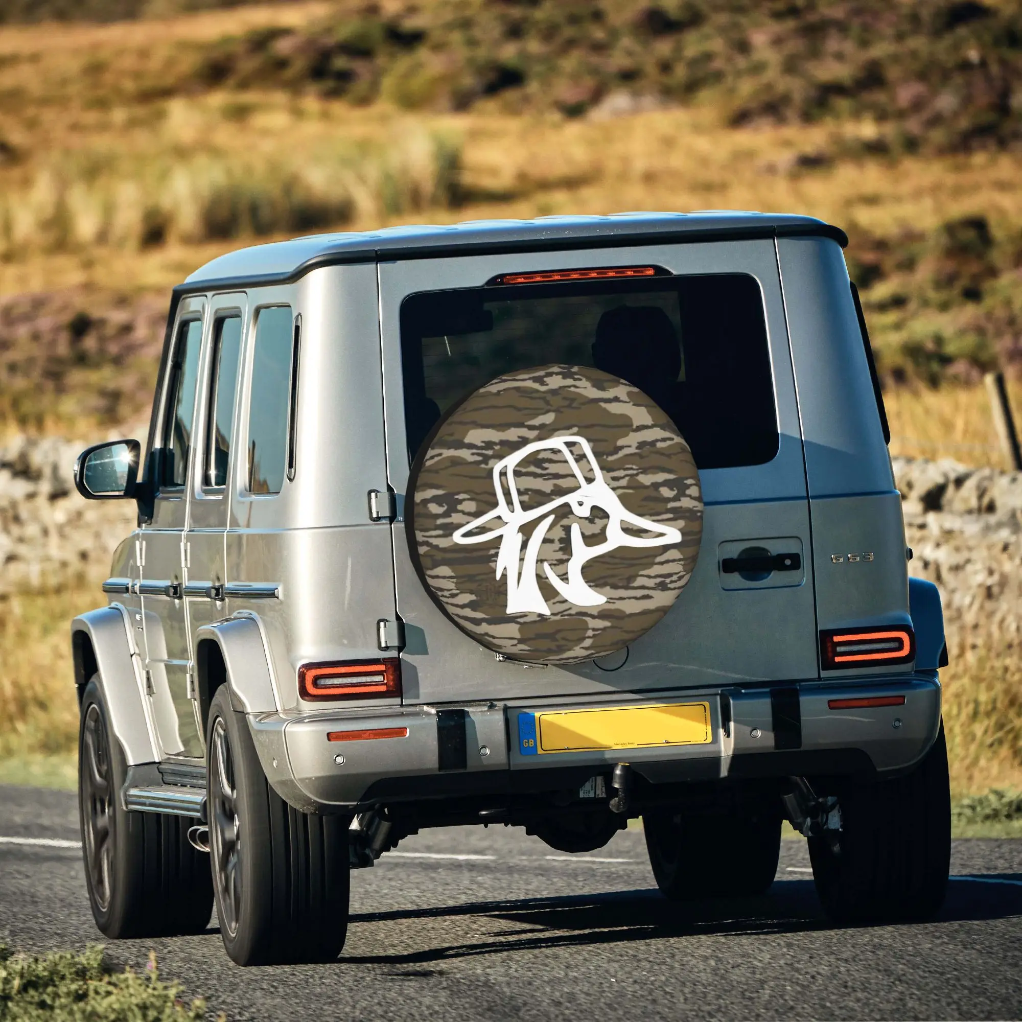 2D Flat 1pc Hunting Style Print Car Tire Cover 35.56/38.1/40.64/43.18 Cm, Spare Tire Cover, Essential For Camping Off-Road Outdo
