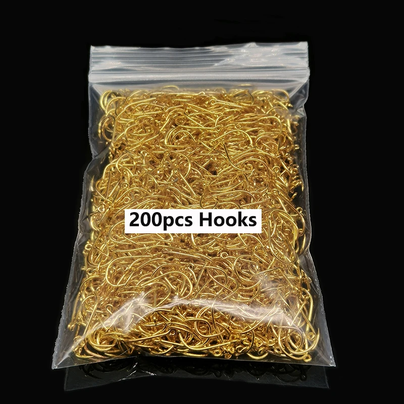 Fishing Hooks 200Pcs/lot Fish Hook Gold Color 3#-12# Carbon Steel Fishhooks Carp Fishing Accessories Goods Tackles Tools Pesca