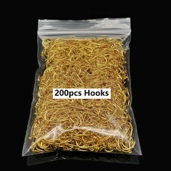 Fishing Hooks 200Pcs/lot Fish Hook Gold Color 3#-12# Carbon Steel Fishhooks Carp Fishing Accessories Goods Tackles Tools Pesca