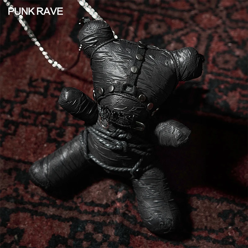punk-rave-ゴシック-ダーク-タブー-キュート-ベア-テクスチャードプリーツ加工-取り外し可能なチェーン付き-快適で柔らかく、ホームボディアクセサリーとしても使用可能