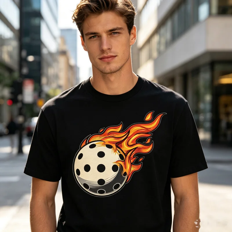 Best Awesome Cool Great Retro Vintage Fire Flaming Pickleball Graphic T-Shirt for Men Women Cotton Summer Streetwear  Y2k Top